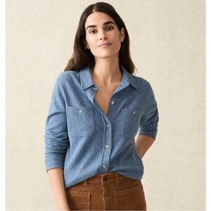 Faherty Legend Sweater Shirt Glacier Blue Twill Large